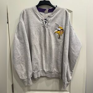 Minnesota Vikings Embroidered Majestic Sweatshirt Pullover XL Gray NFL Vintage